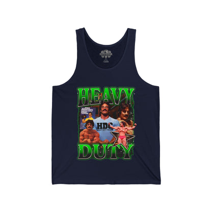 Mike Mentzer Heavy Duty Green Tank Top in action - Gym Apparel