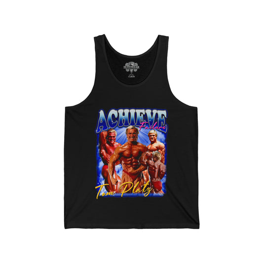 Tom Platz Achieve Failure Tank Top front view - Bodybuilding Tank Top