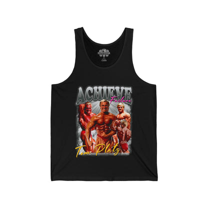 Tom Platz Achieve Failure Light Silver Tank Top front view - Bodybuilding Tank Top