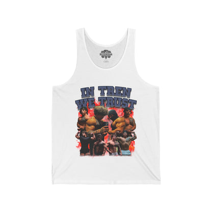 Tren Twins In Tren We Trust Blue Tank Top front view - Bodybuilding Tank Top