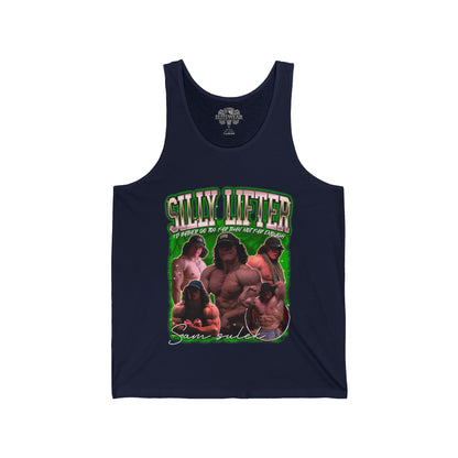 Sam Sulek Silly Lifter Green Tank Top in action - Athletic Tank Top