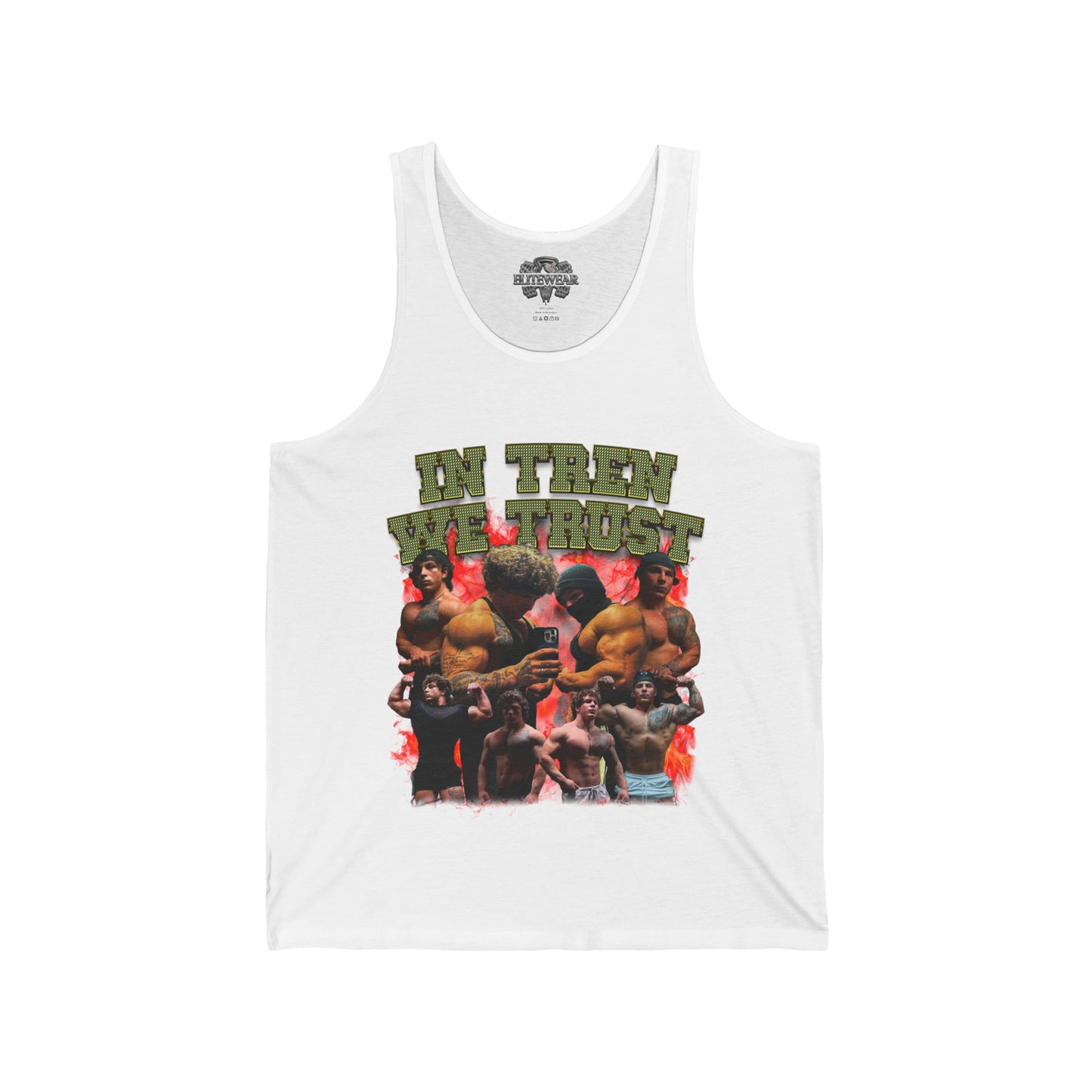 Tren Twins In Tren We Trust Gold Tank Top front view - Bodybuilding Tank Top