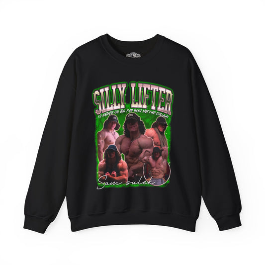 Sam Sulek Silly Lifter Green Sweatshirt front view - Gym Sweatshirt