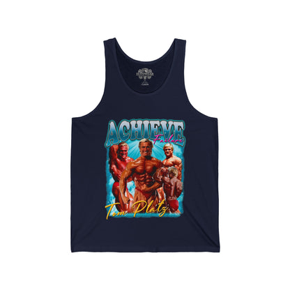 Tom Platz Achieve Failure Light Blue Tank Top in action - Athletic Tank Top