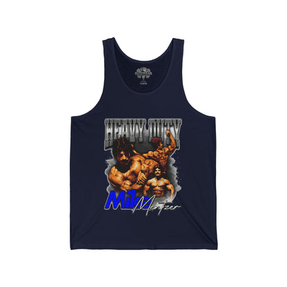 Mike Mentzer Heavy Duty Vintage Blue Tank Top in action - Muscle Tank Top