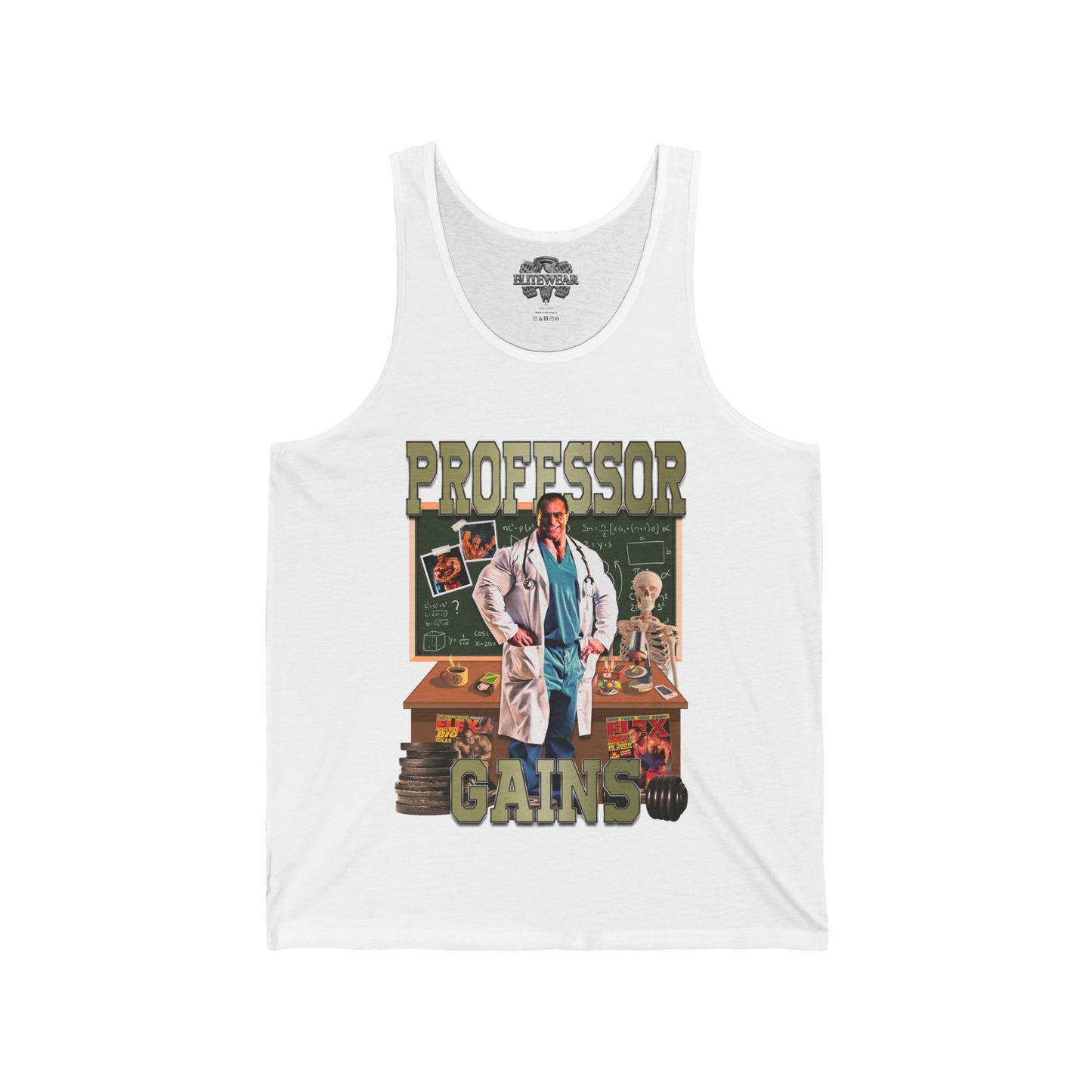 Nasser El Sonbaty The Professor Gains Light Green Tank Top front view - Bodybuilding Tank Top