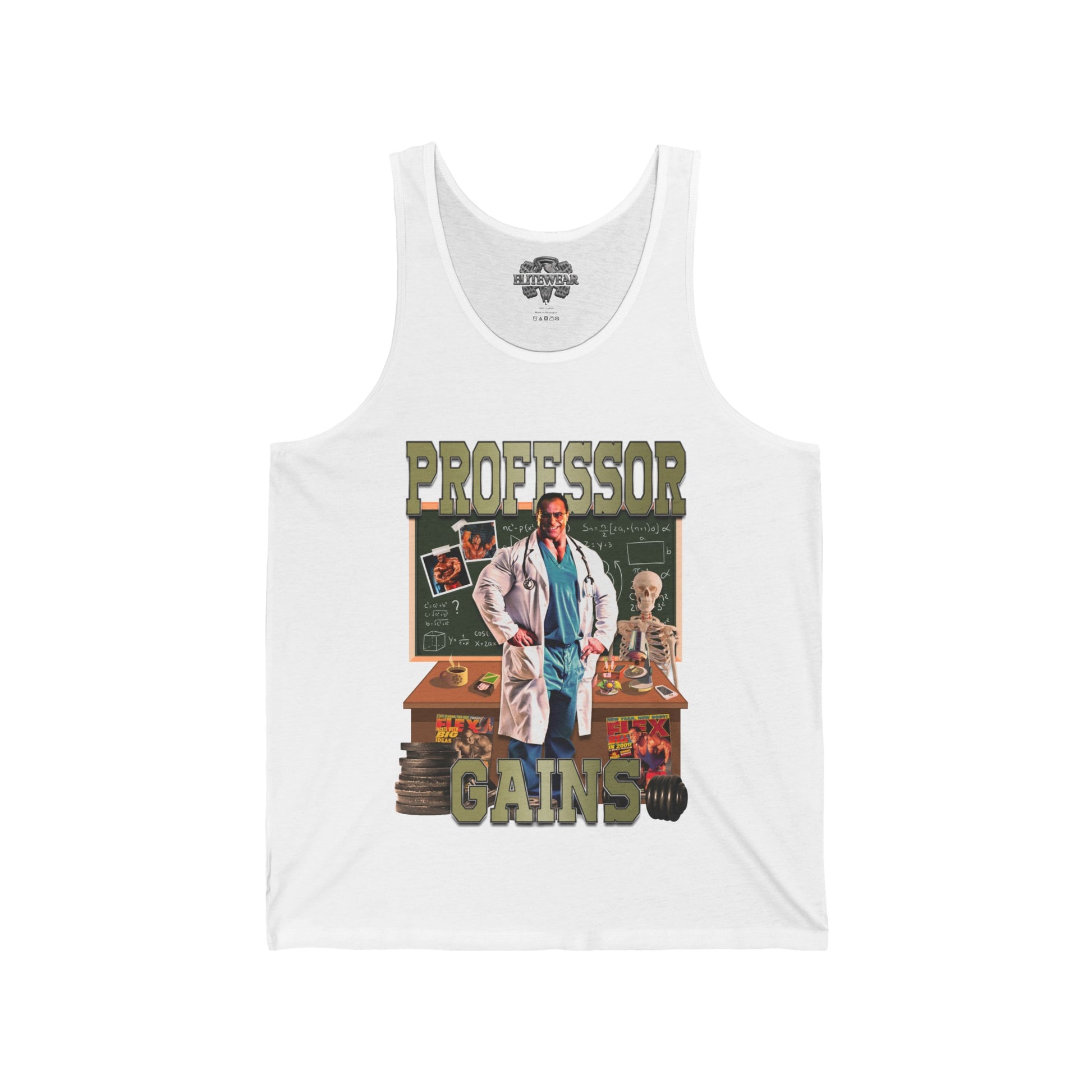 Nasser El Sonbaty The Professor Gains Light Green Tank Top front view - Bodybuilding Tank Top