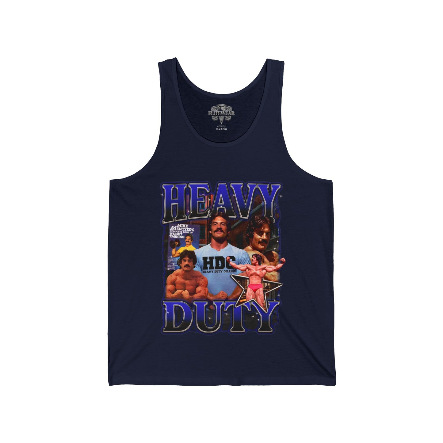 Mike Mentzer Heavy Duty Blue Tank Top in action - Gym Wear Tank Top