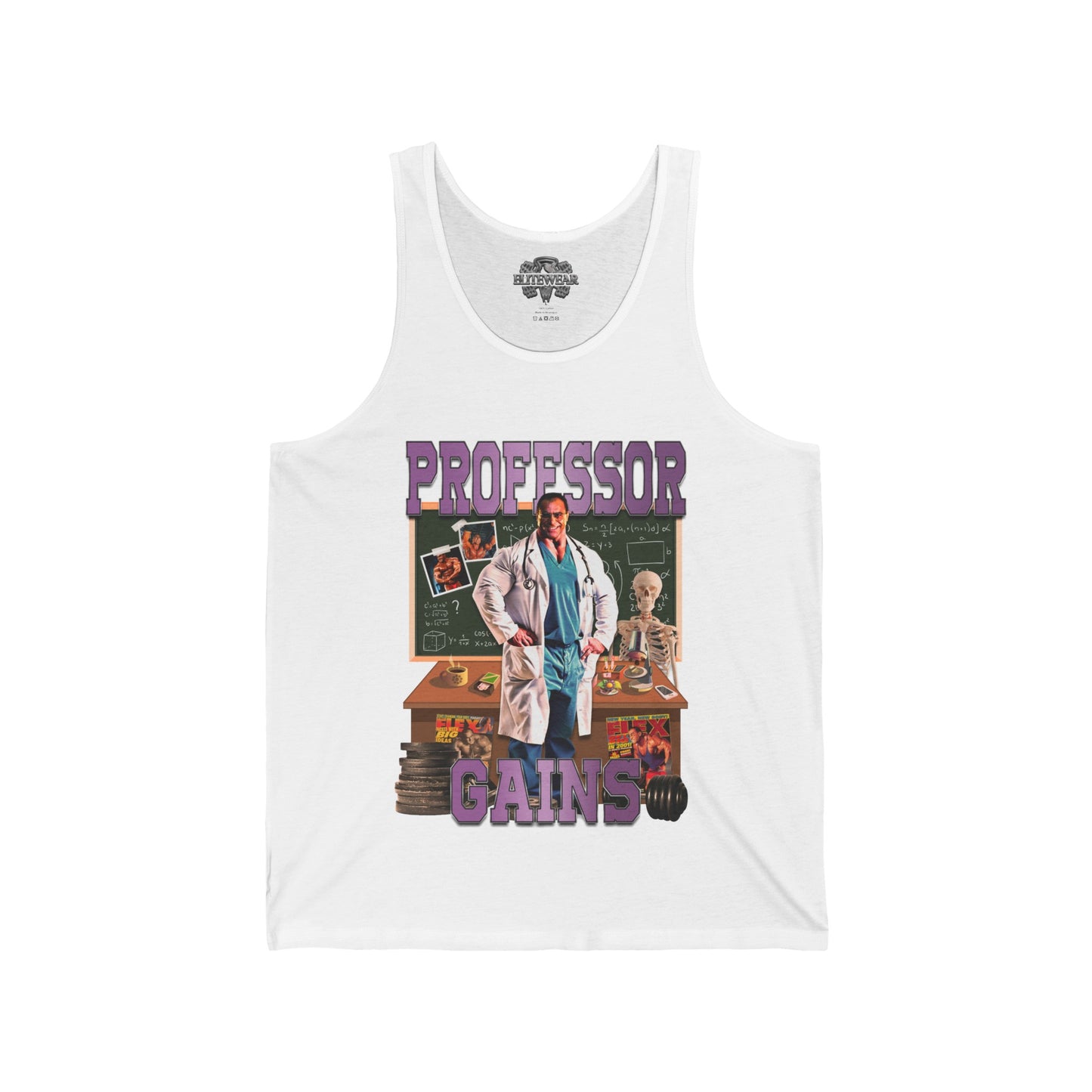 Nasser El Sonbaty The Professor Gains Purple Tank Top front view - Bodybuilding Tank Top