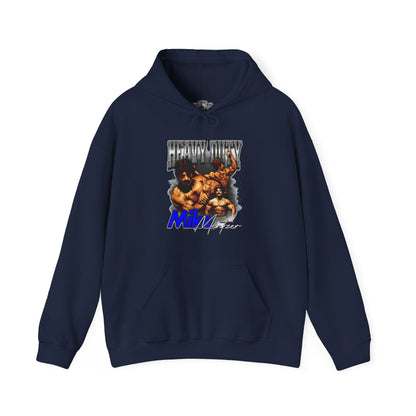 Mike Mentzer Heavy Duty Vintage Blue Hoodie in action - Gym Apparel