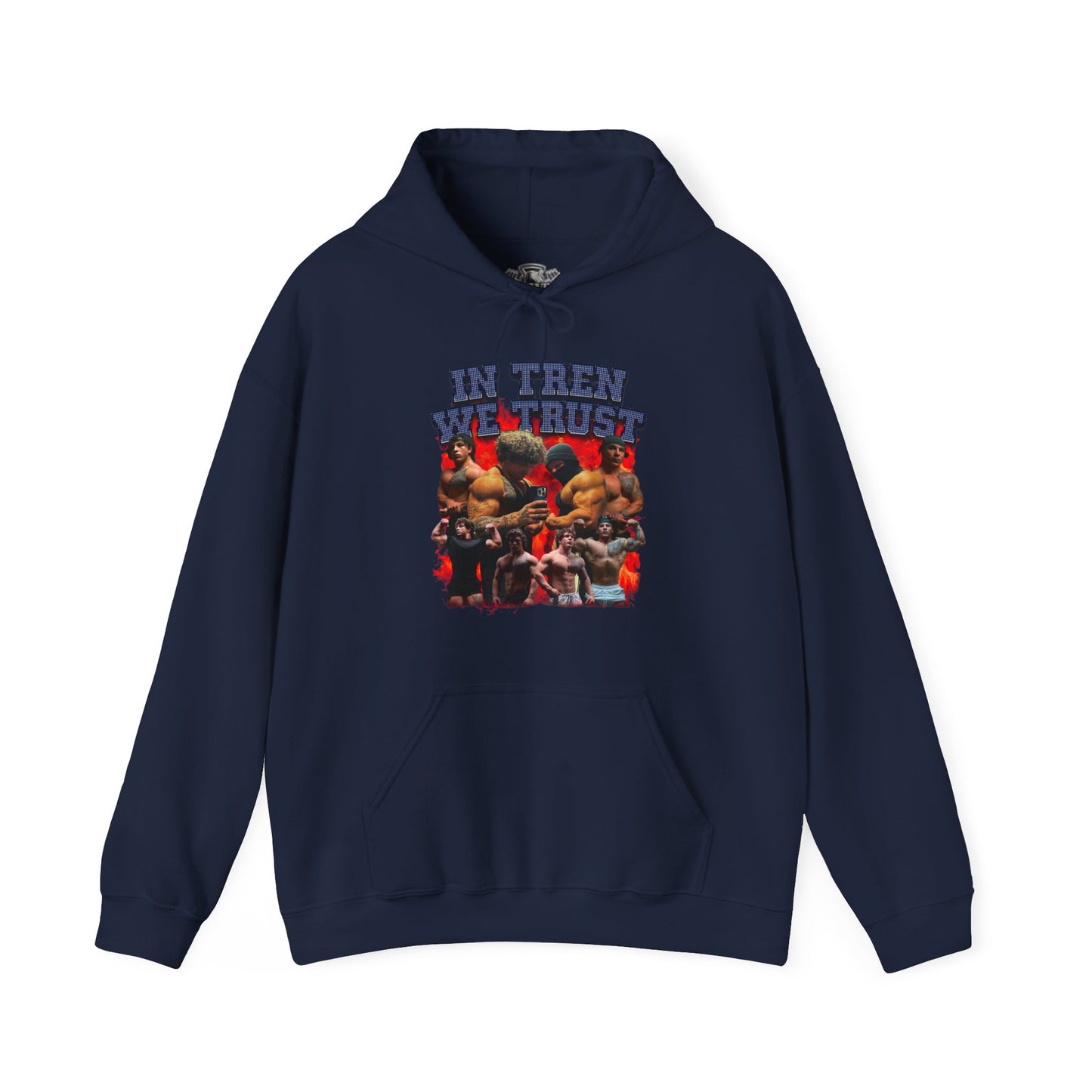 Tren Twins In Tren We Trust Blue Hoodie in action - Gym Hoodie