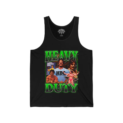 Mike Mentzer Heavy Duty Green Tank Top front view - Bodybuilding Tank Top