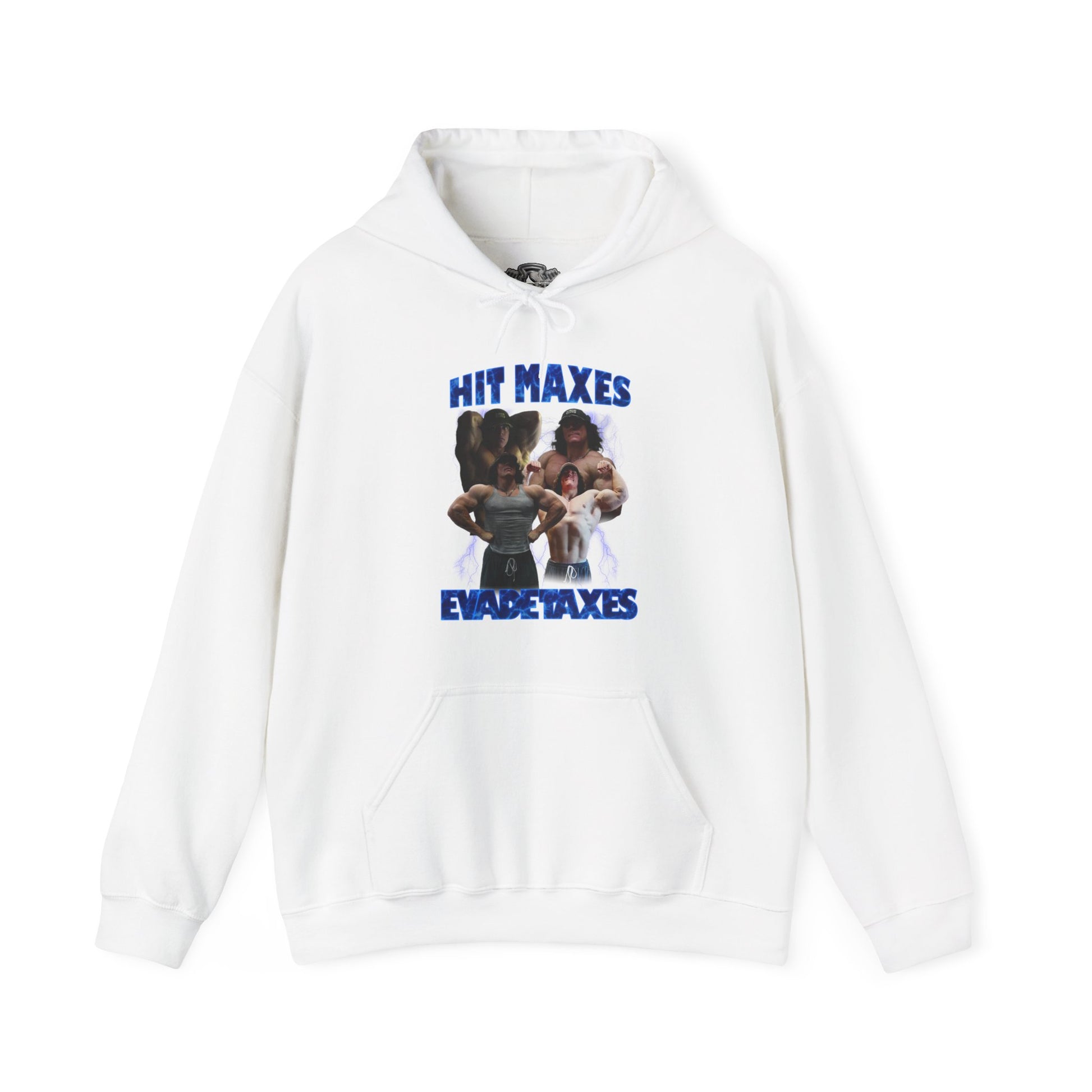 Sam Sulek Hit Maxes Evade Taxes Hoodie front view - Kangaroo Pocket Hoodie