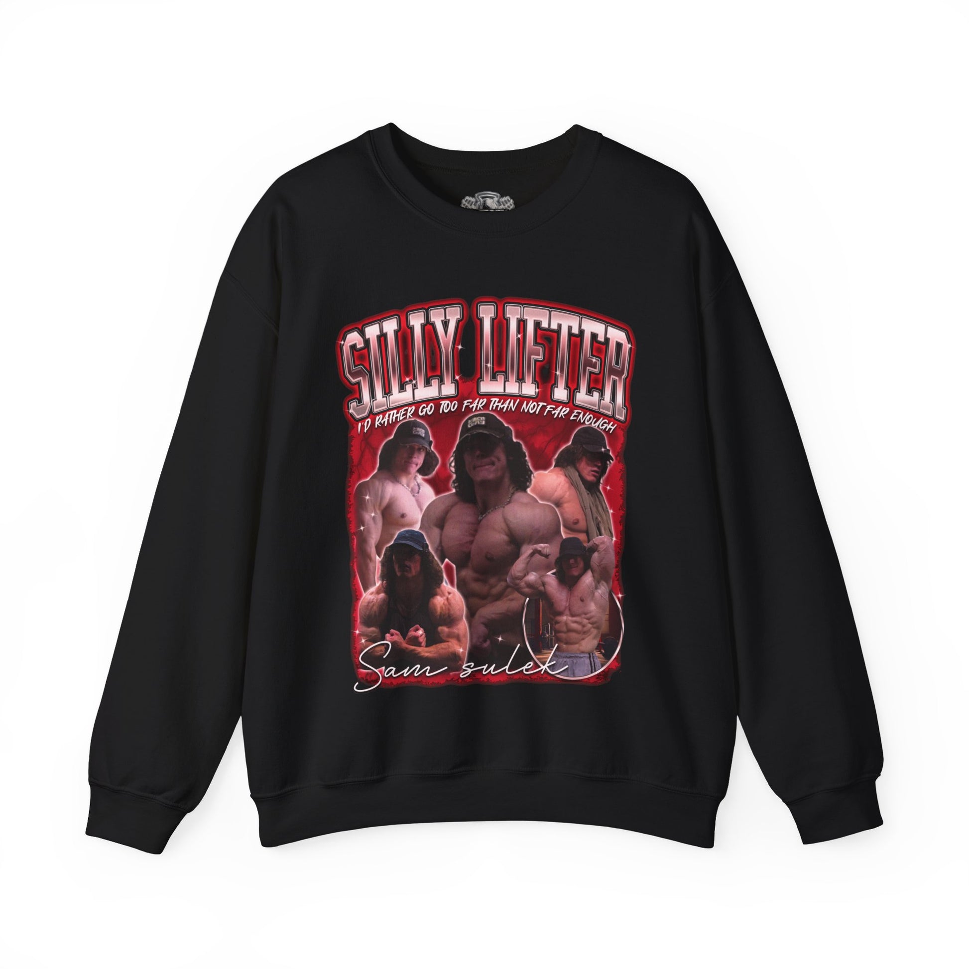 Sam Sulek Silly Lifter Red Sweatshirt front view - Gym Sweatshirt