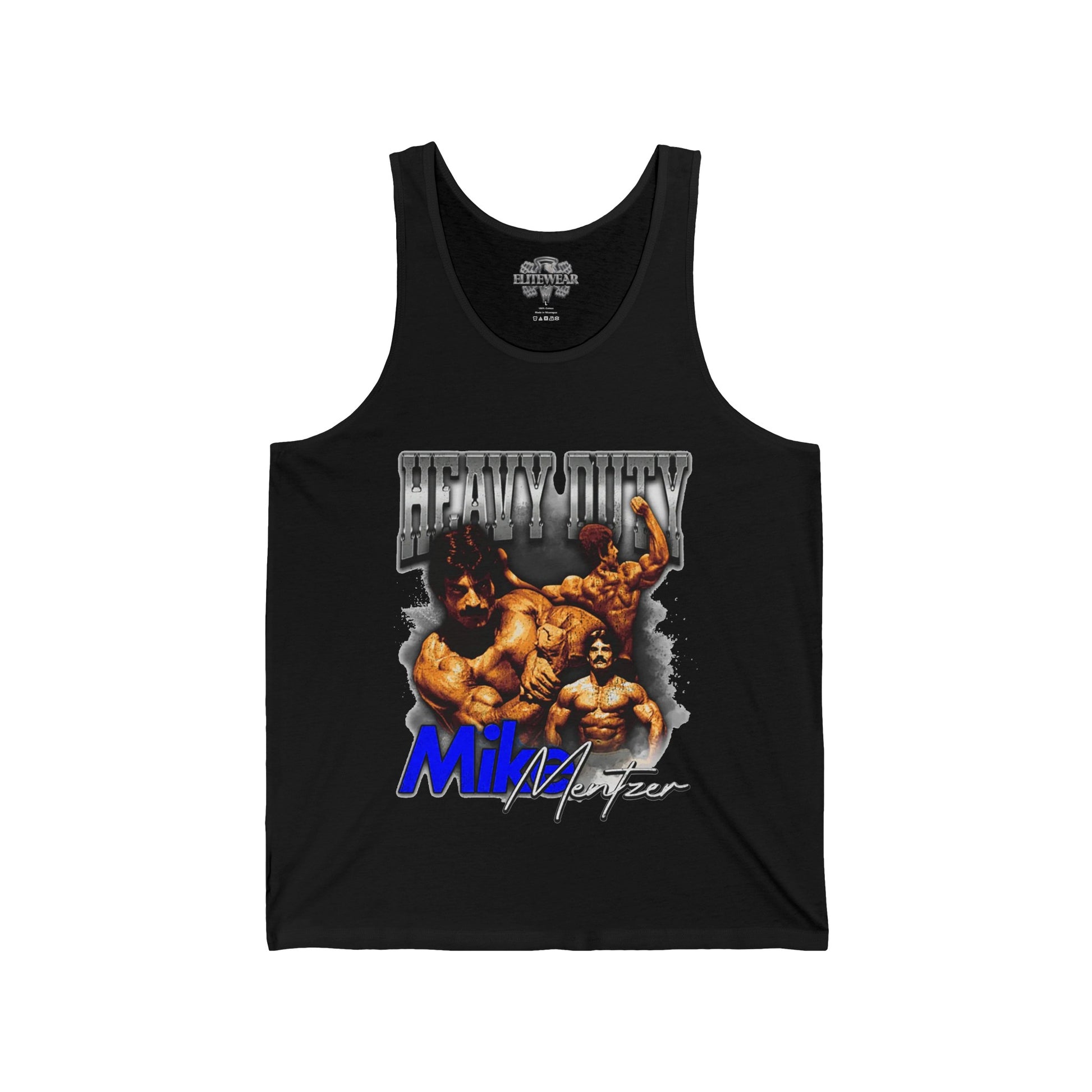 Mike Mentzer Heavy Duty Vintage Blue Tank Top front view - Bodybuilding Tank Top