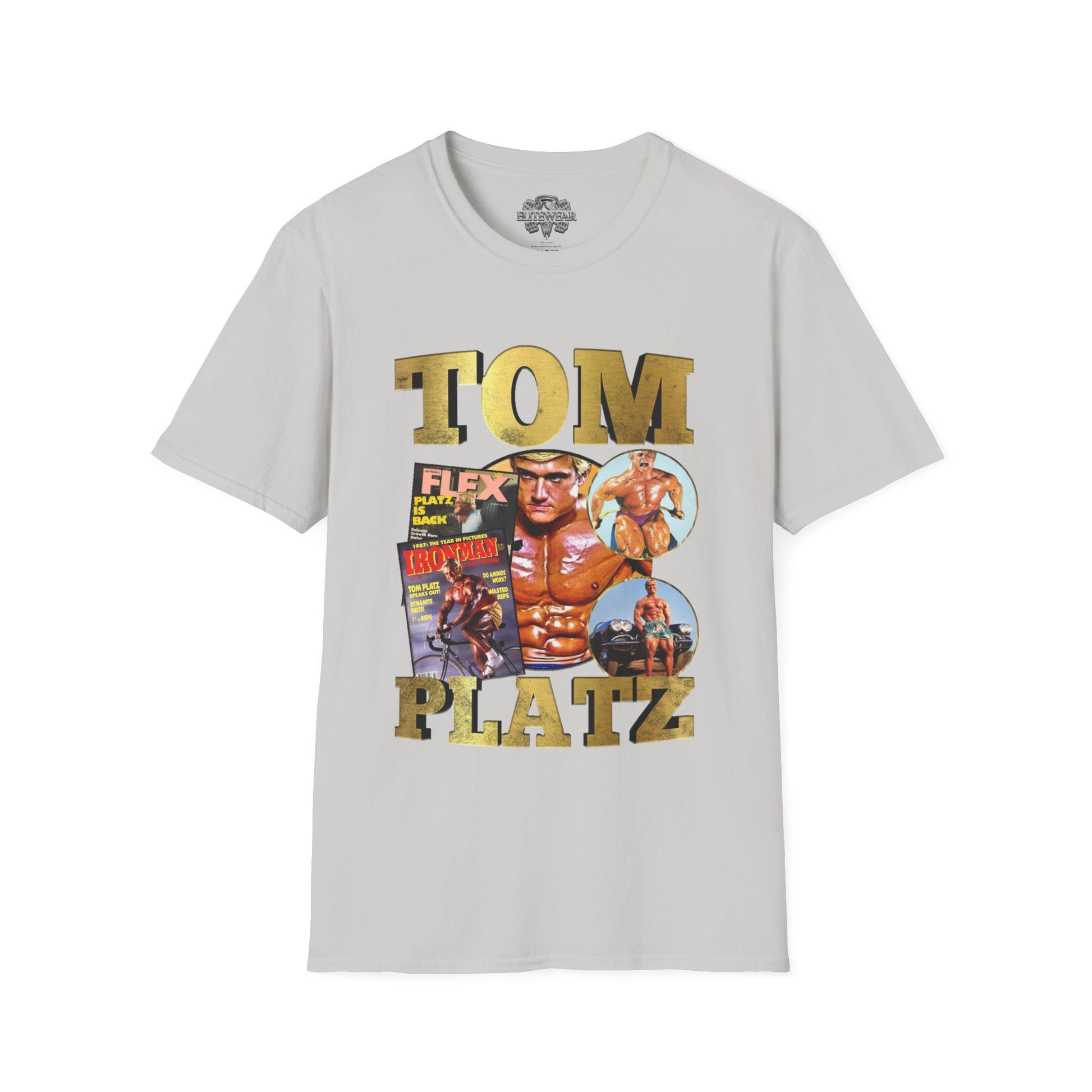 Tom Platz Classic Vintage Regular T-Shirt in action - Bodybuilding T-Shirt