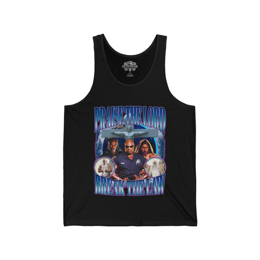 Ronnie Coleman | Praise The Lord Break The Law Blue | Tank Top