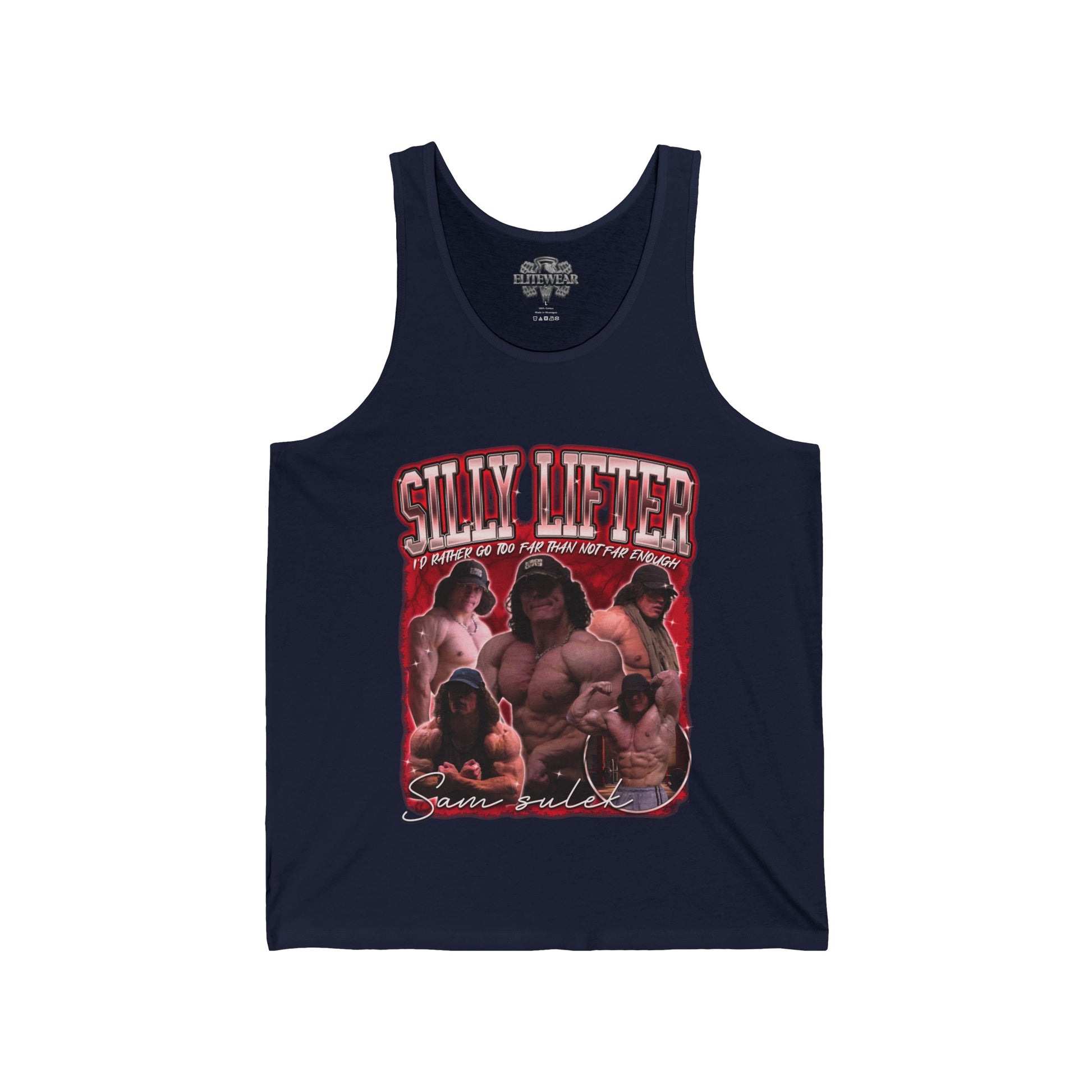 Sam Sulek Silly Lifter Red Tank Top in action - Athletic Tank Top