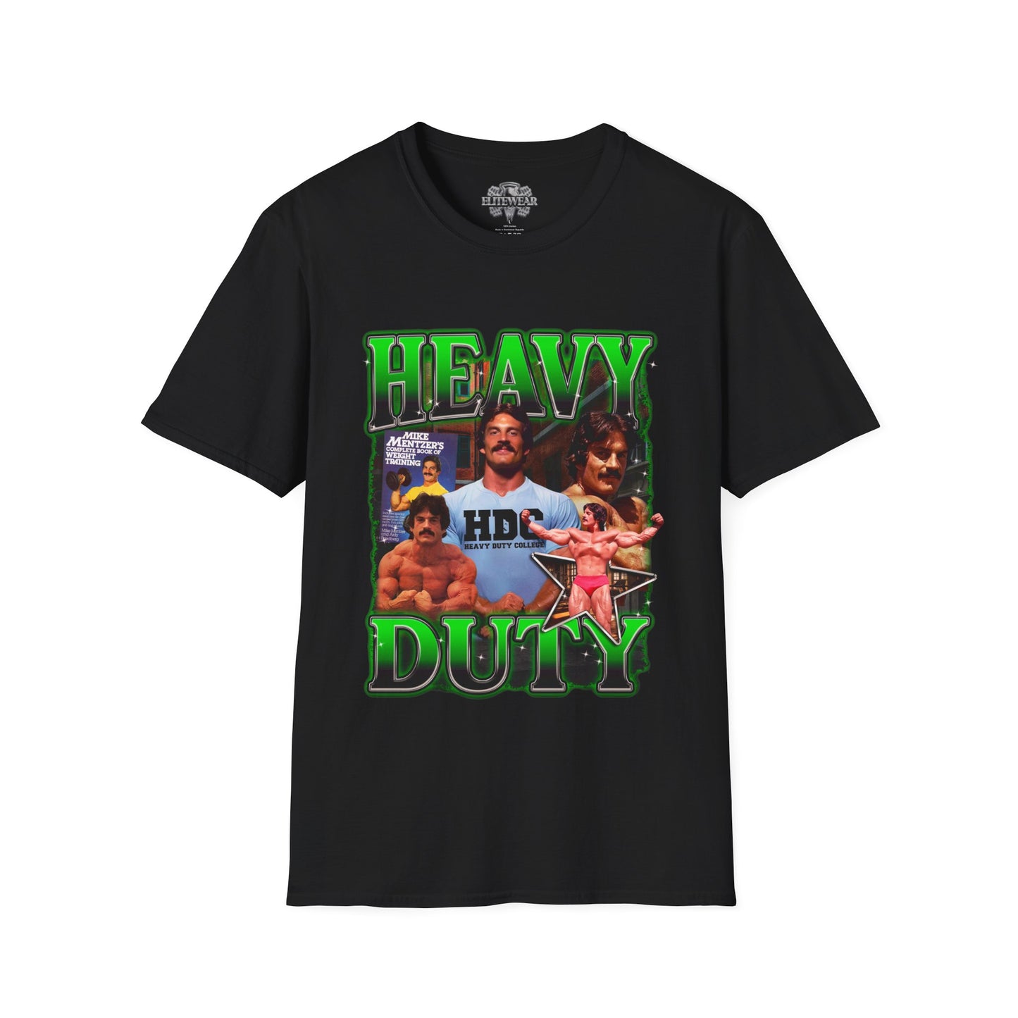 Mike Mentzer Heavy Duty Green Regular T-Shirt front view - Fitness Apparel