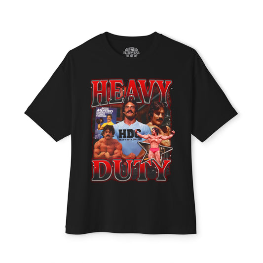 Mike Mentzer Heavy Duty Red Oversized T-Shirt front view - Fitness Apparel