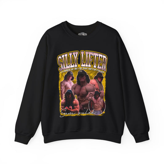 Sam Sulek Silly Lifter Gold Sweatshirt front view - Gym Sweatshirt