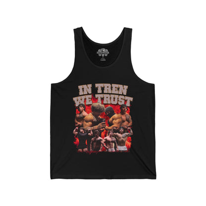 Tren Twins In Tren We Trust White Tank Top front view - Bodybuilding Tank Top