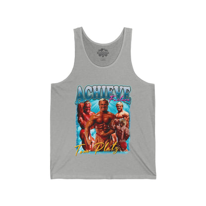 Tom Platz Achieve Failure Light Blue Tank Top in action - Athletic Tank Top