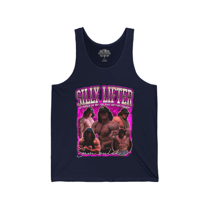 Sam Sulek Silly Lifter Pink Tank Top in action - Athletic Tank Top