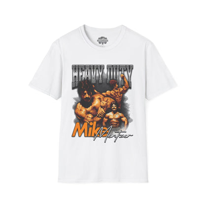 Mike Mentzer Heavy Duty Vintage Orange Oversized T-Shirt front view - Bodybuilding T-Shirt