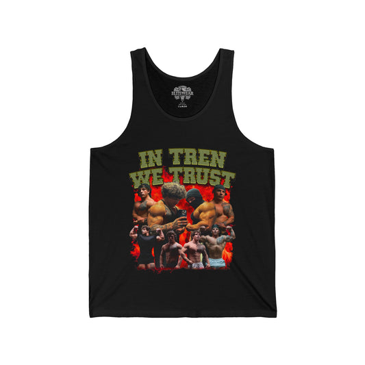 Tren Twins In Tren We Trust Gold Tank Top front view - Bodybuilding Tank Top