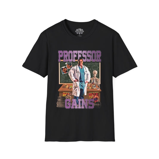 Nasser El Sonbaty The Professor Gains Purple T-Shirt front view - Gym Wear