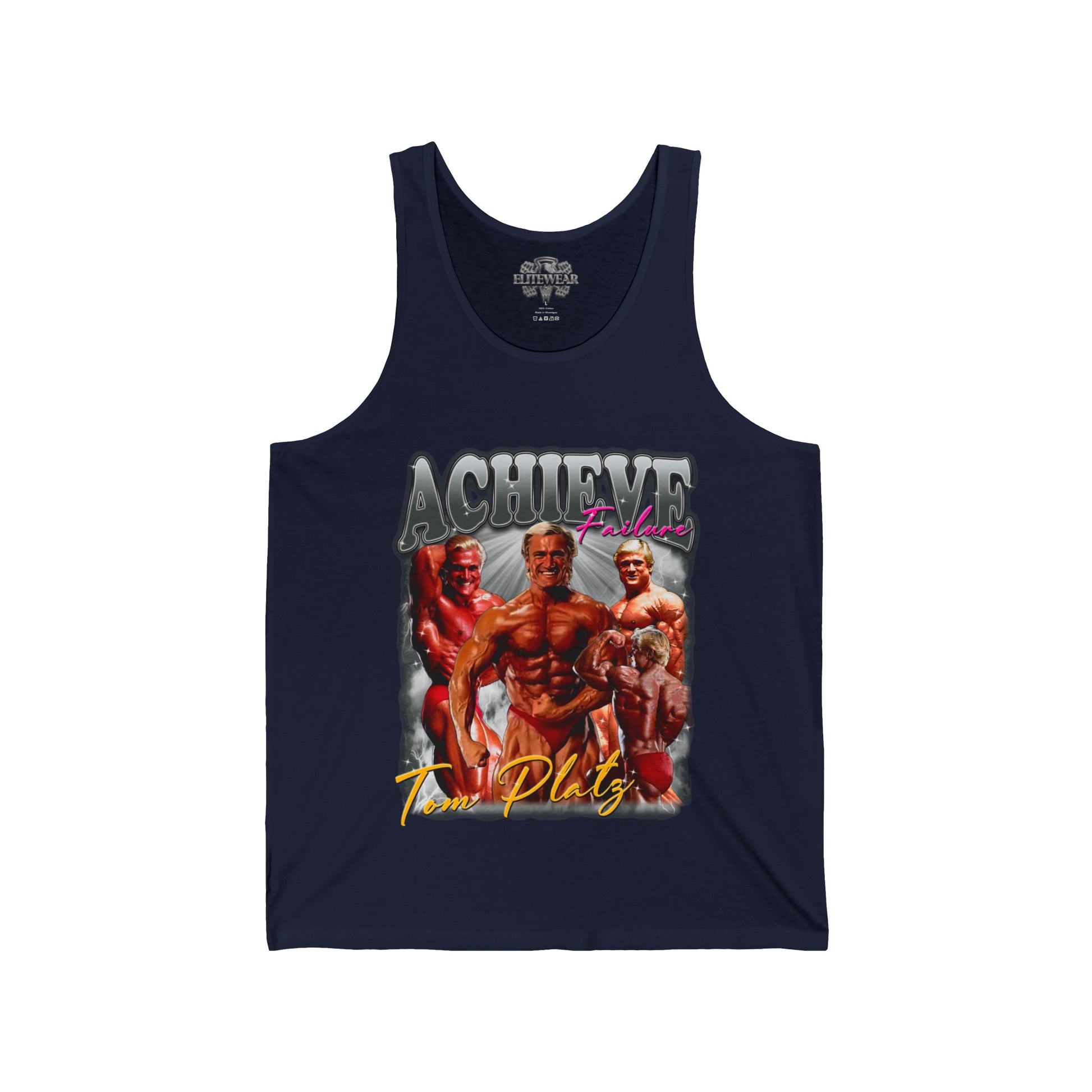 Tom Platz Achieve Failure Light Silver Tank Top in action - Athletic Tank Top