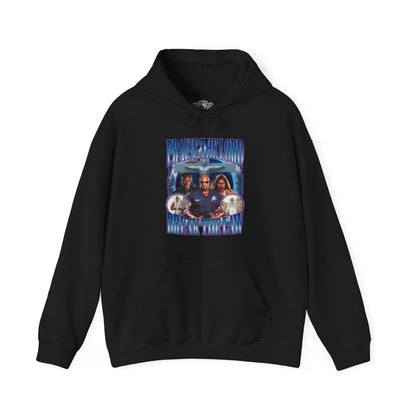 Ronnie Coleman Praise The Lord Break The Law Blue Hoodie front view - Ronnie Coleman hoodie