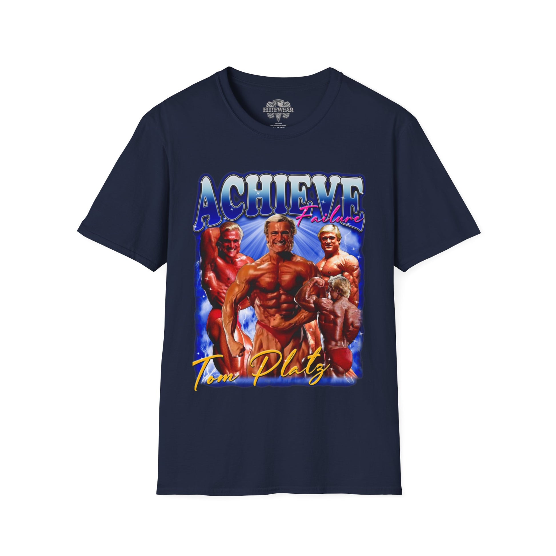 Tom Platz Achieve Failure Blue Regular T-Shirt front view - Regular T-Shirt