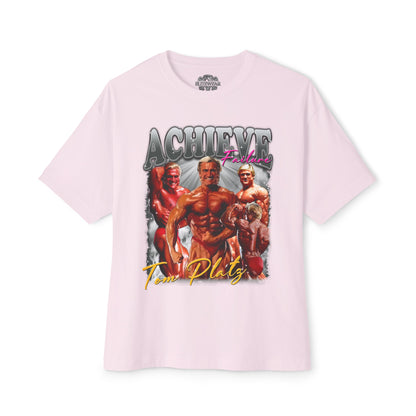 Tom Platz Achieve Failure Silver Oversized T-Shirt in action - Bodybuilding T-Shirt