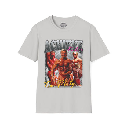 Tom Platz Achieve Failure Silver T-Shirt in action - Gym Wear