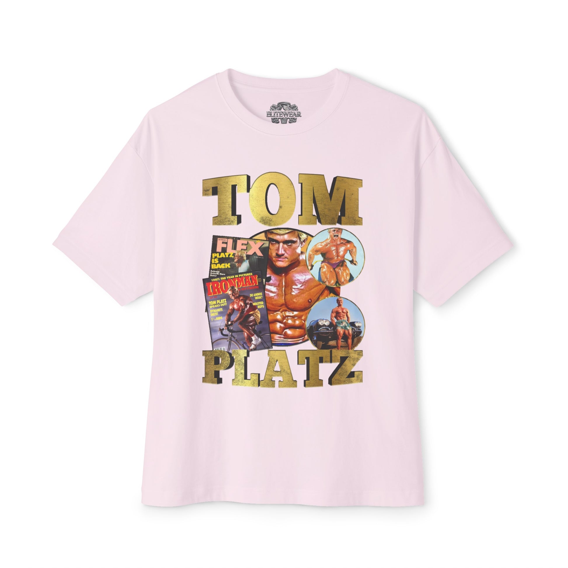 Tom Platz Classic Vintage Oversized T-Shirt in action - Bodybuilding T-Shirt