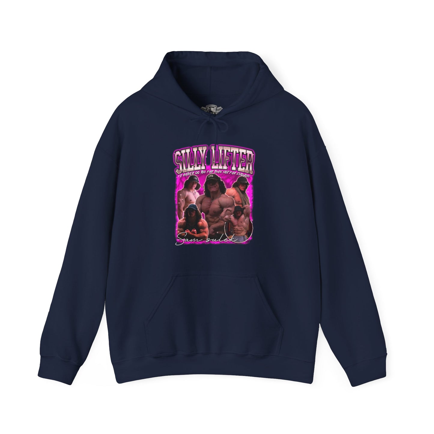 Sam Sulek Silly Lifter Purple Hoodie in action - Fitness Hoodie