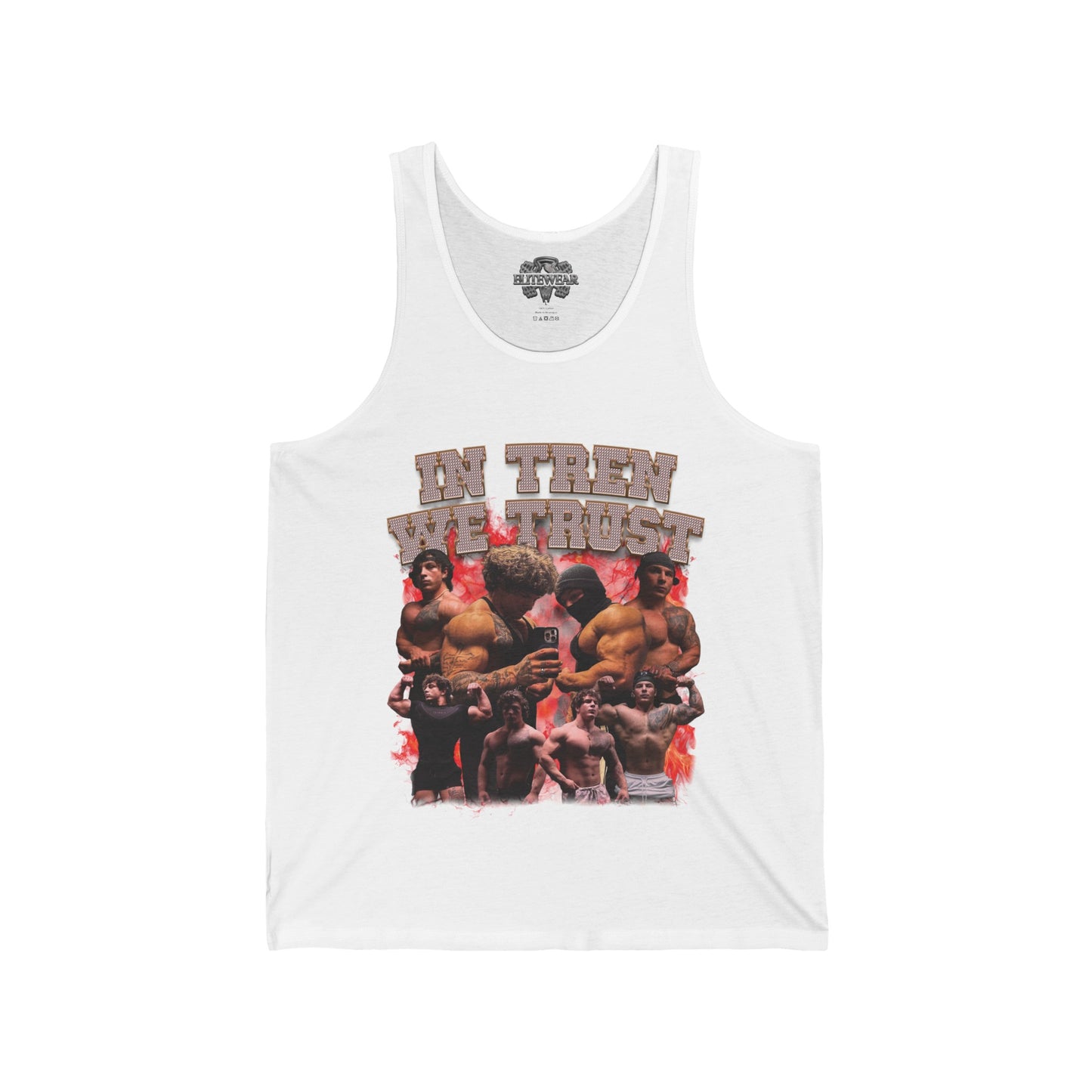 Tren Twins In Tren We Trust White Tank Top front view - Bodybuilding Tank Top