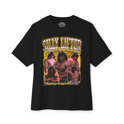 Sam Sulek Silly Lifter Gold Oversized T-Shirt front view - Fitness Apparel