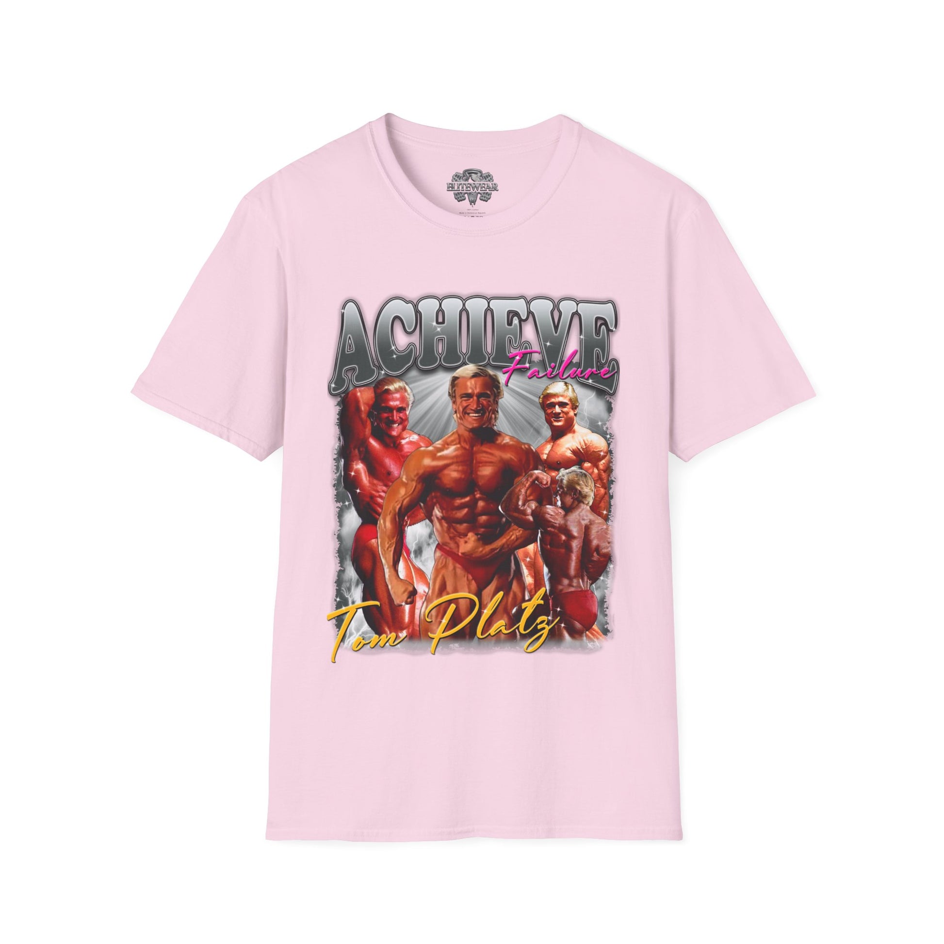 Tom Platz Achieve Failure Silver T-Shirt in action - Gym Wear