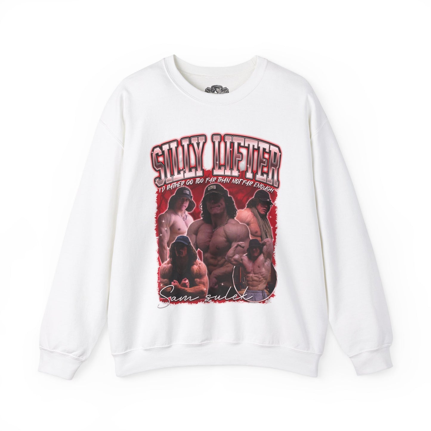 Sam Sulek Silly Lifter Red Sweatshirt front view - Gym Sweatshirt