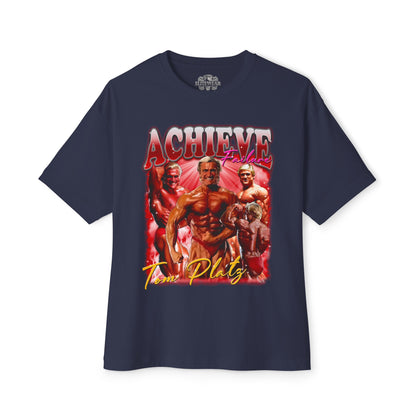 Tom Platz Achieve Failure Red Oversized T-Shirt in action - Bodybuilding T-Shirt