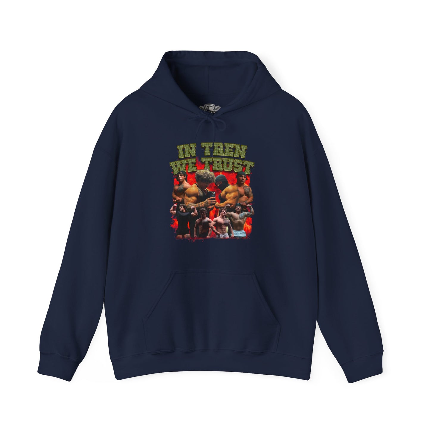 Tren Twins In Tren We Trust Gold Hoodie in action - Gym Hoodie