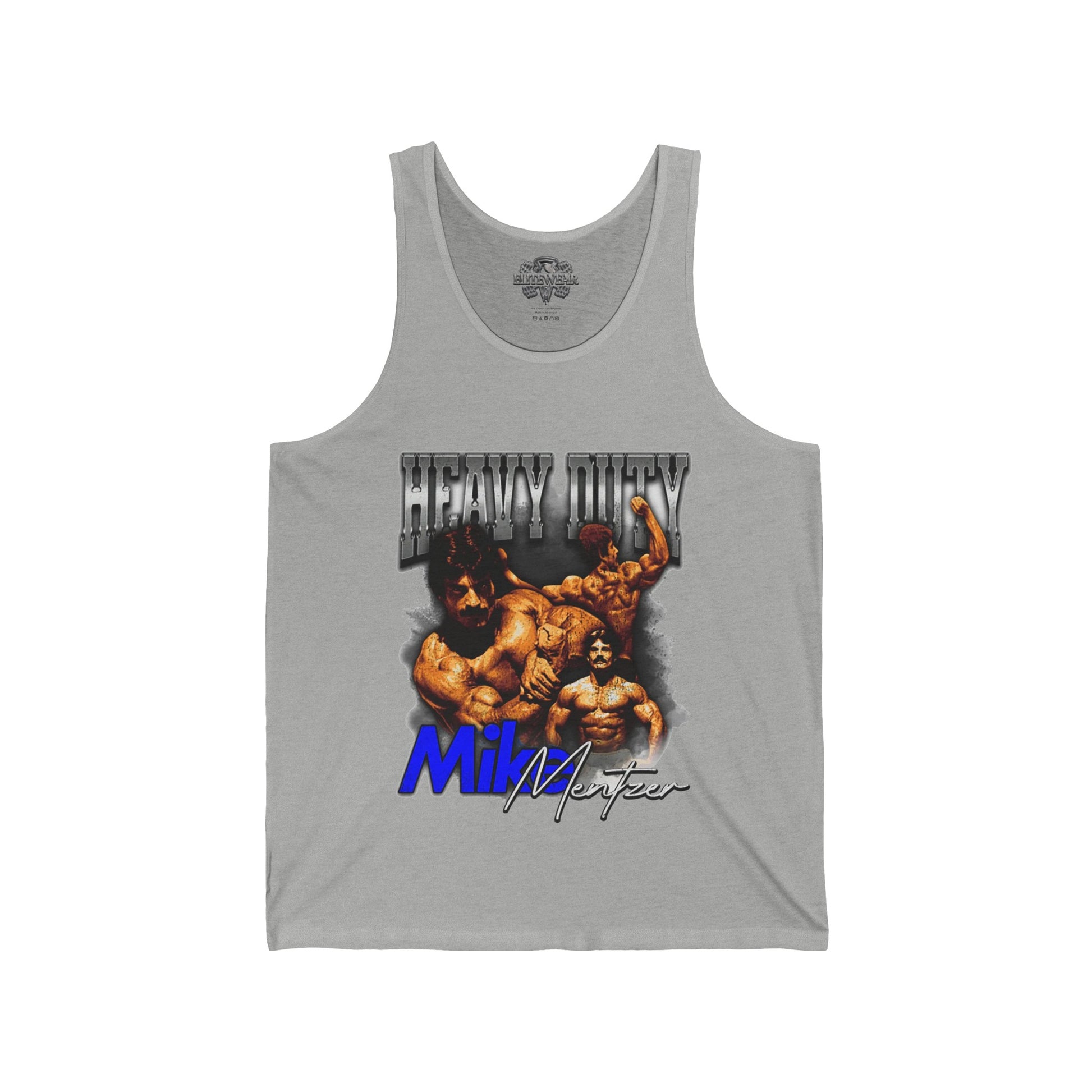 Mike Mentzer Heavy Duty Vintage Blue Tank Top in action - Muscle Tank Top