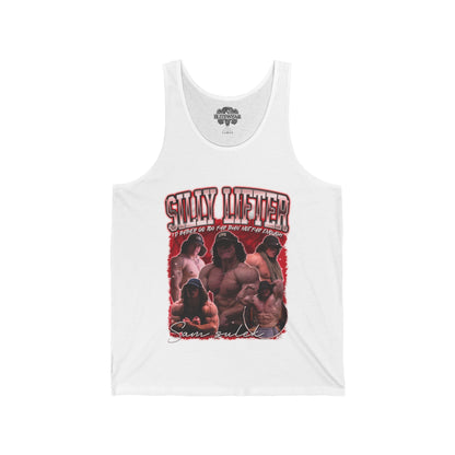 Sam Sulek Silly Lifter Red Tank Top front view - Bodybuilding Tank Top