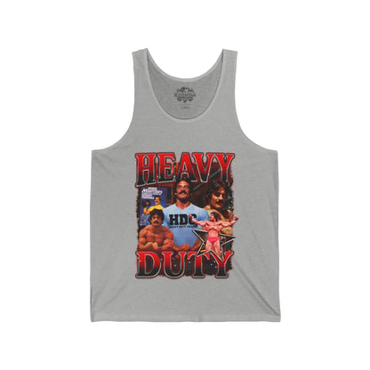 Mike Mentzer Heavy Duty Red Tank Top in action - Gym Apparel