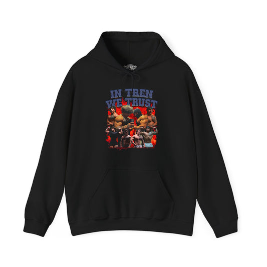 Tren Twins In Tren We Trust Blue Hoodie front view - Kangaroo Pocket Hoodie