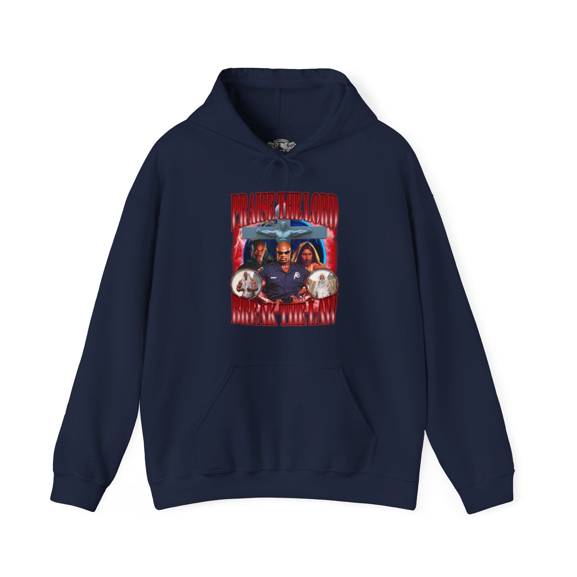 Ronnie Coleman Praise The Lord Break The Law Red Hoodie in action - Gym Hoodie