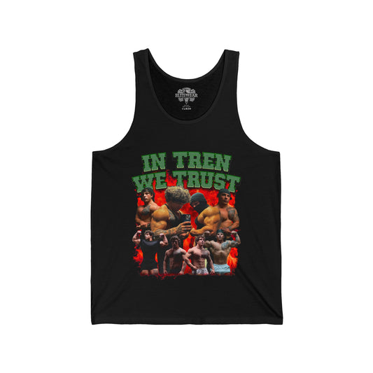 Tren Twins In Tren We Trust Green Tank Top front view - Bodybuilding Tank Top